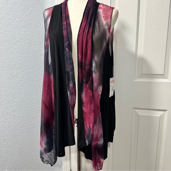 Zadie B's Size 2X Magenta Gray Sleeveless Cardigan Vest Modest kimono Layer - Picture 3 of 9